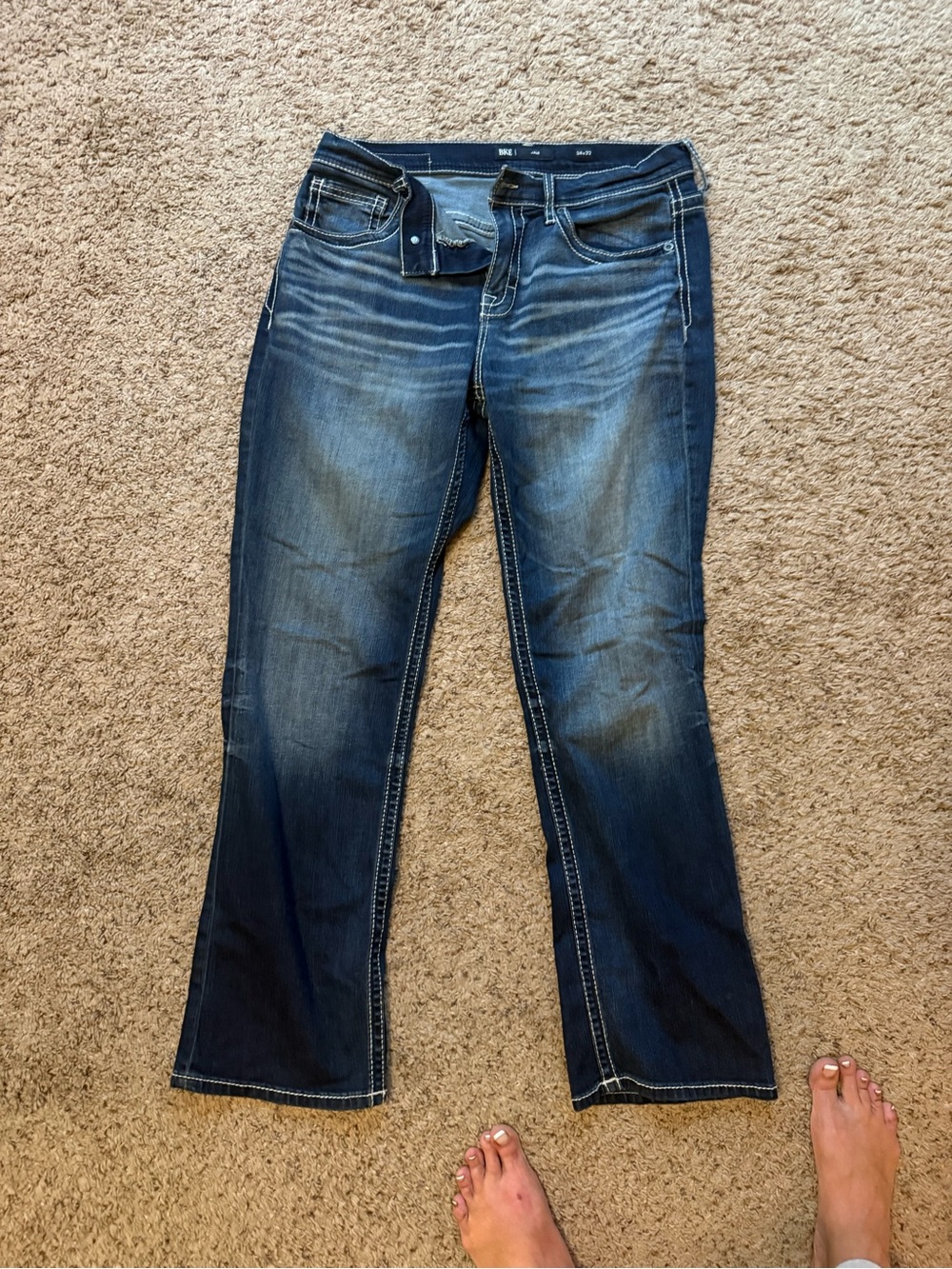BKE Jake Men's Jeans in Dark Blue and Light Blue Wash - Picture 2 of 3